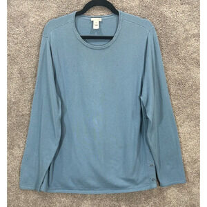 J Jill Sweater Womens XL Blue Ribbed Side Snap Viscose Rayon Blend Long Sleeve